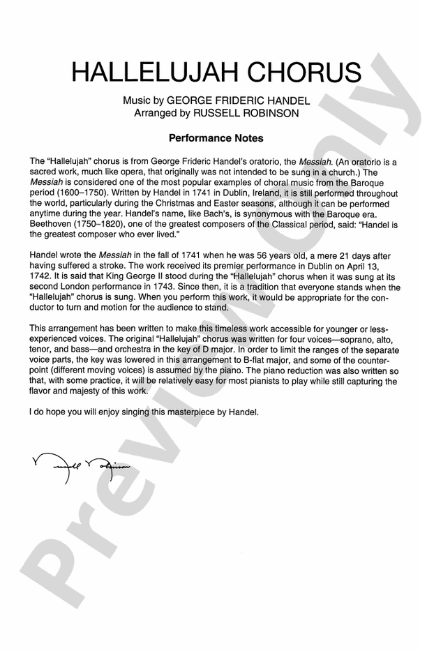 Hallelujah Chorus 2Part Choral Octavo Frideric Handel