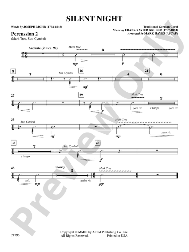 Silent Night 2nd Percussion 2nd Percussion Part Digital Sheet Music Download