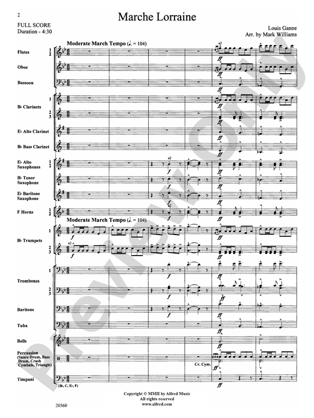 Marche Lorraine Concert Band Conductor Score & Parts Louis Ganne