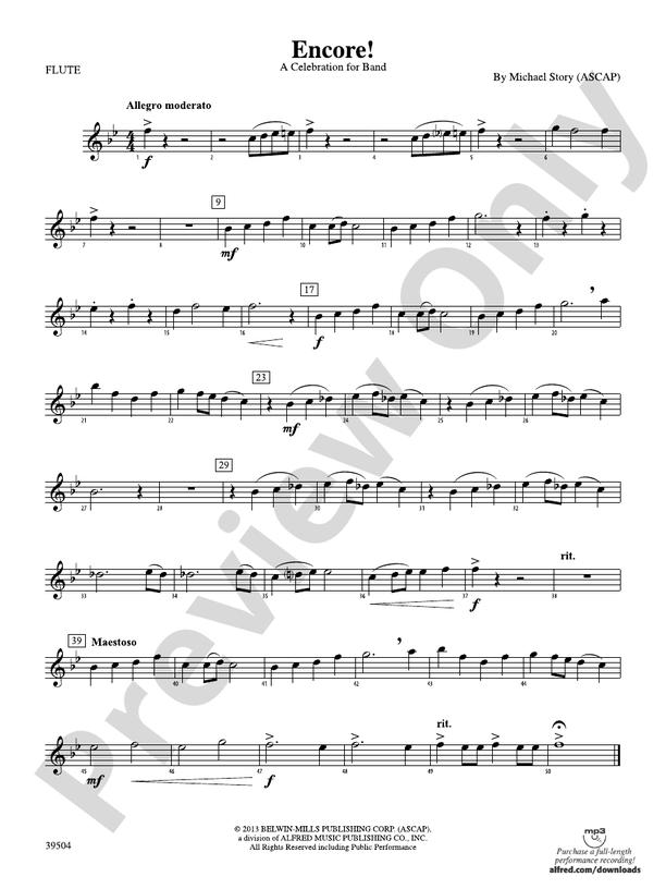 Encore! Flute Flute Part Digital Sheet Music Download