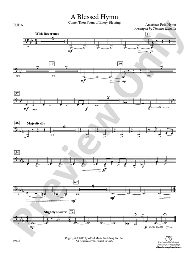 A Blessed Hymn Tuba Tuba Part Digital Sheet Music Download