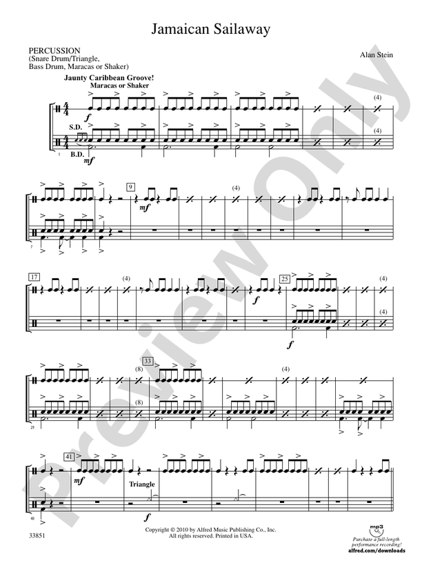 Jamaican Sailaway 1st Percussion 1st Percussion Part Digital Sheet