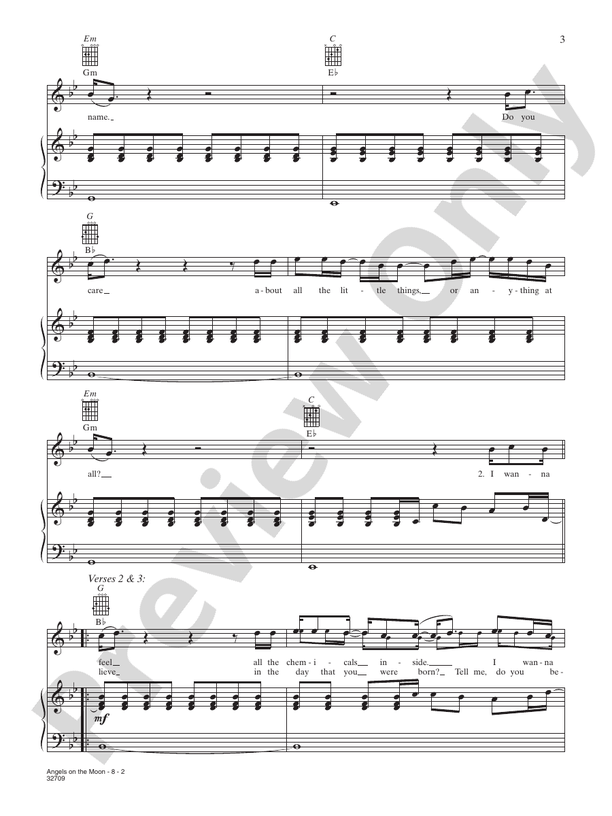 Angels on the Moon Piano/Vocal/Chords Thriving Ivory Digital Sheet Music Download