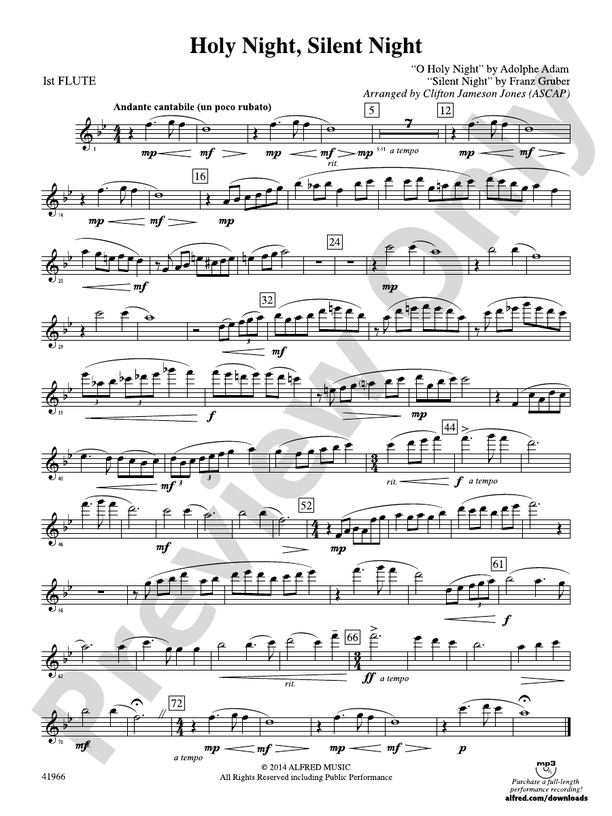 Holy Night, Silent Night: Flute: Flute Part - Digital Sheet Music Download