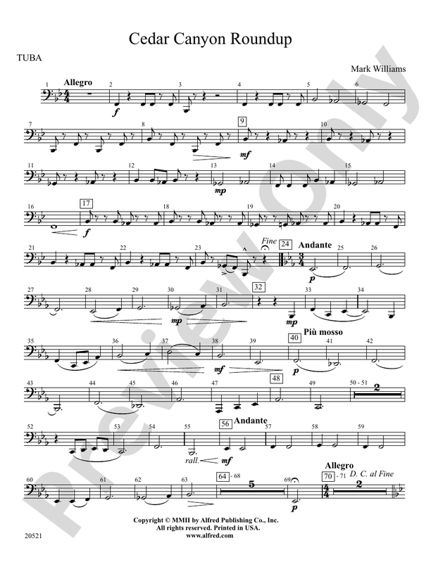 Cedar Canyon Roundup Tuba Tuba Part Digital Sheet Music Download
