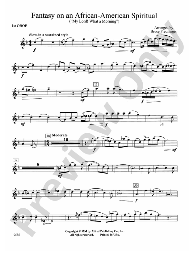 Fantasy on an AfricanAmerican Spiritual Oboe Oboe Part Digital