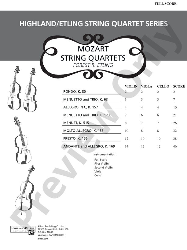 Mozart String Quartets String Quartet Forest Etling Digital Sheet
