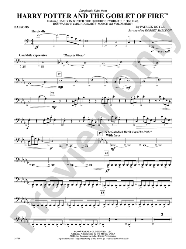 Harry Potter and the Goblet of Fire, Symphonic Suite from Bassoon