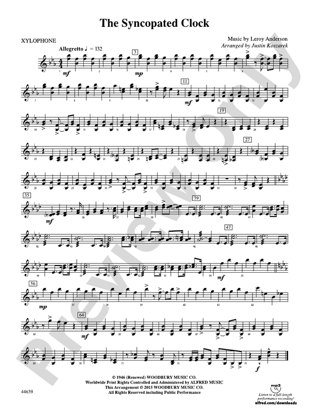 The Syncopated Clock Xylophone Xylophone Part Digital Sheet Music