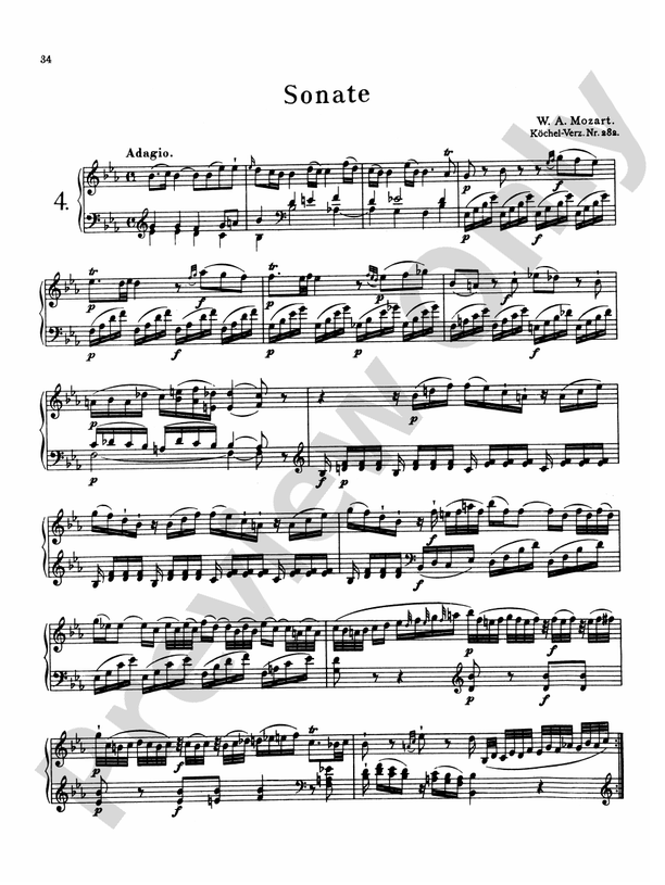 Mozart Sonatas (Volume A) Sonata in E flat Major, K. 282 Part