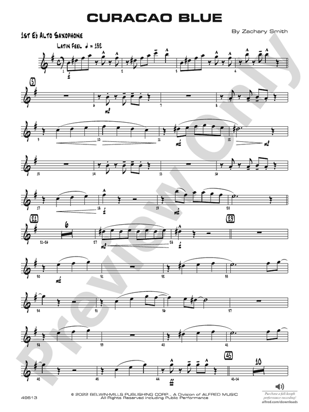 Curacao Blue Eflat Alto Saxophone Eflat Alto Saxophone Part