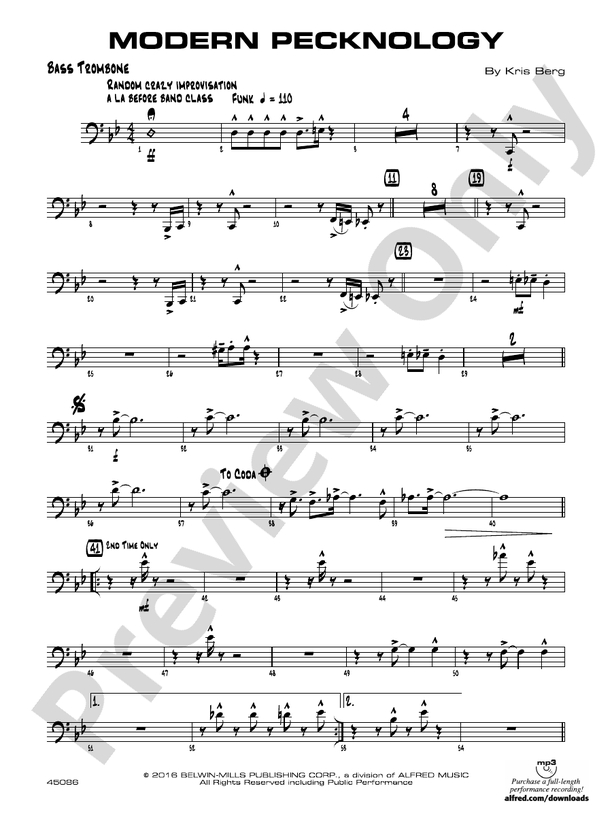 Modern Pecknology Bass Trombone Bass Trombone Part Digital Sheet