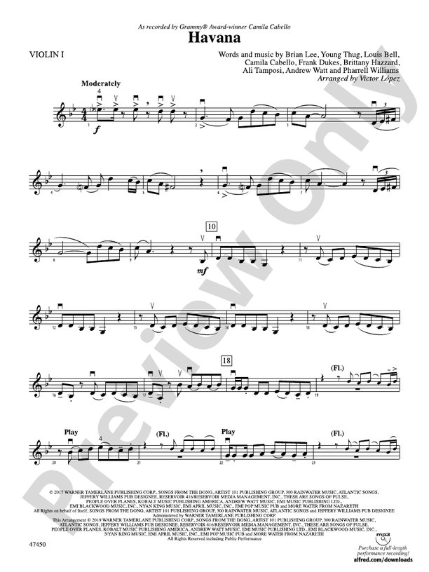 Havana 1st Violin 1st Violin Part Digital Sheet Music Download
