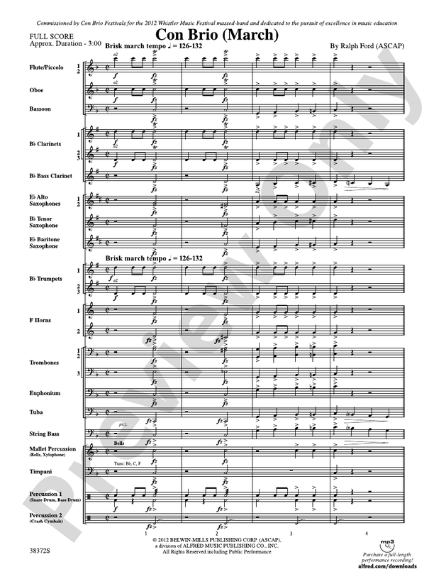 Con Brio Score Concert Band Score Digital Sheet Music Download