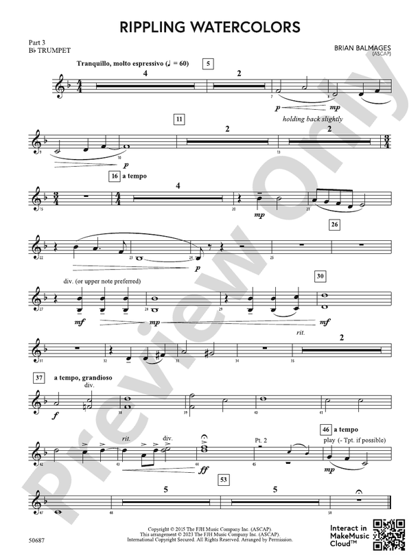 Rippling Watercolors Part 3 Bflat Trumpet Part 3 Bflat Trumpet