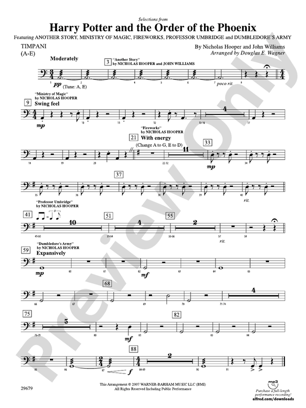 Harry Potter and the Order of the Phoenix, Selections from Timpani