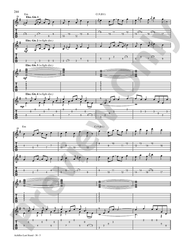 Achilles Last Stand Guitar Led Zeppelin Digital Sheet Music Download