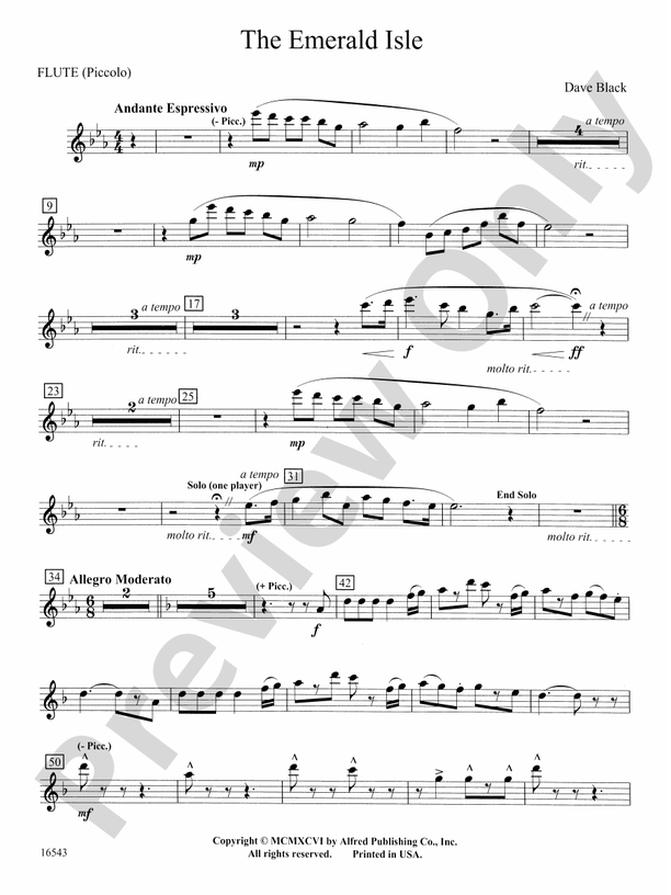The Emerald Isle Flute Flute Part Digital Sheet Music Download
