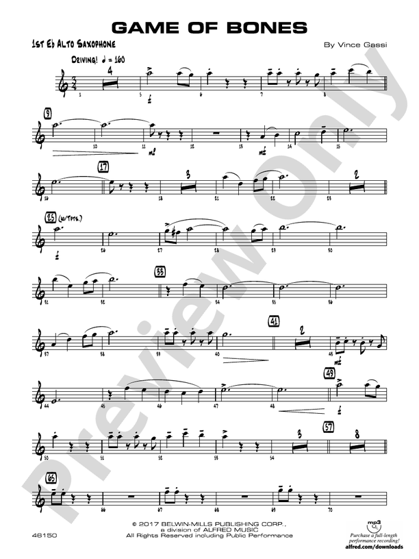 Game of Bones Eflat Alto Saxophone Eflat Alto Saxophone Part
