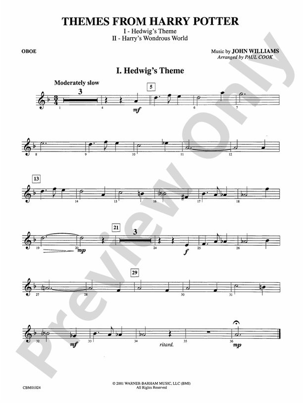 Harry Potter, Themes from Oboe Oboe Part Digital Sheet Music Download