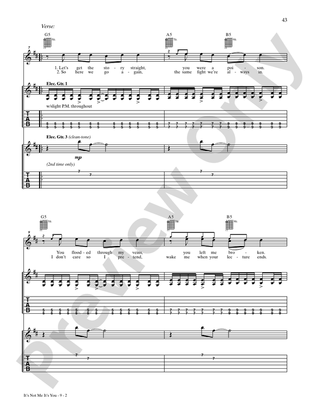 It's Not Me It's You Guitar Skillet Digital Sheet Music Download