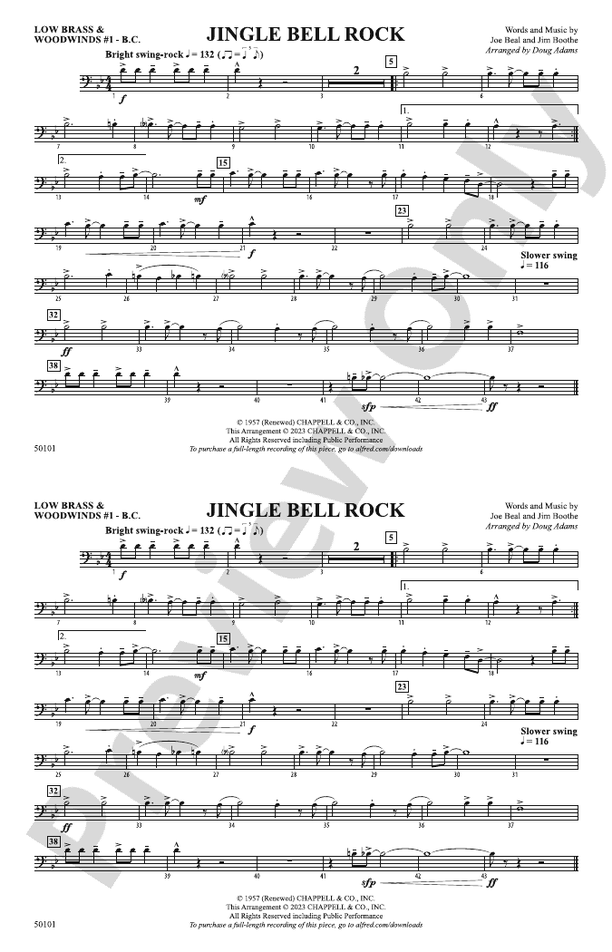 Jingle Bell Rock Low Brass & Woodwinds 1 Bass Clef Low Brass