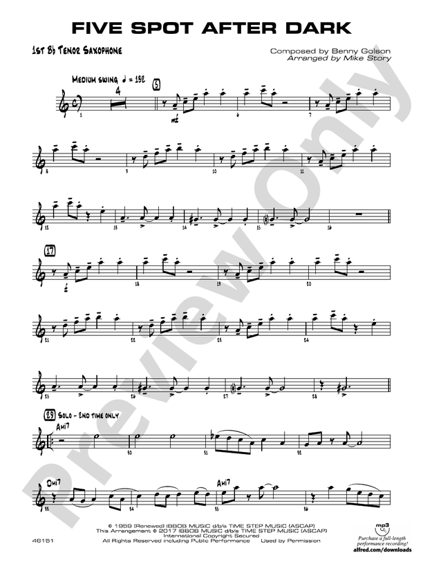 Five Spot After Dark Bflat Tenor Saxophone Bflat Tenor Saxophone