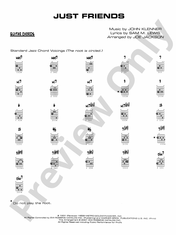 Just Friends Guitar Chords Guitar Chords Part Digital Sheet Music