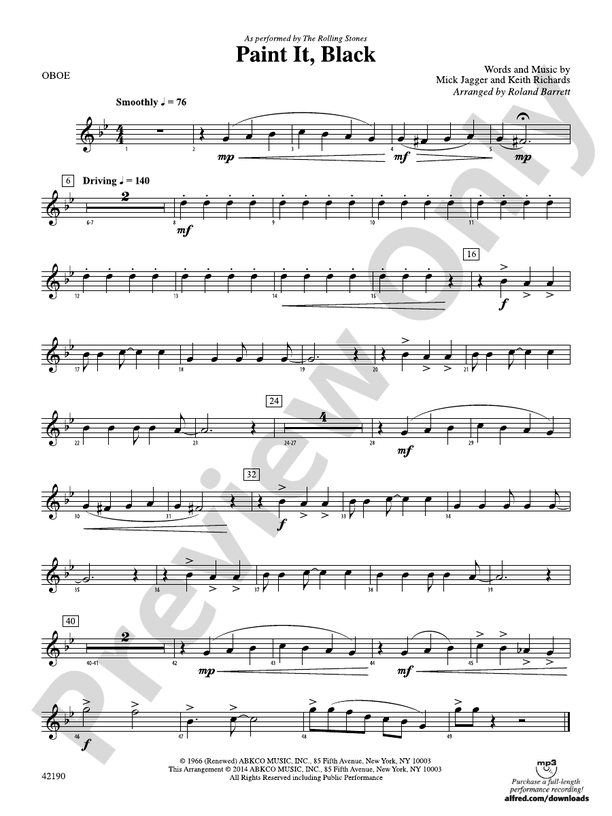 Paint It, Black Oboe Oboe Part Digital Sheet Music Download