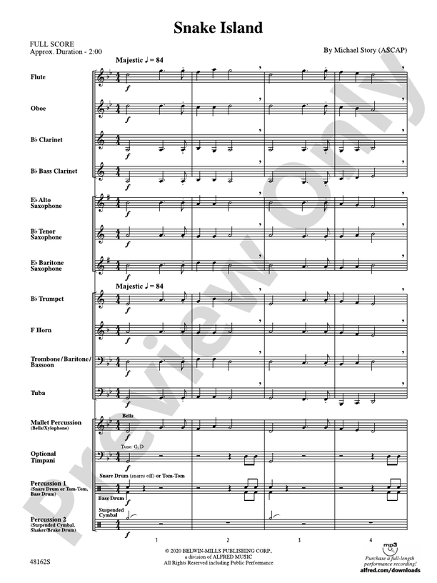 Snake Island Score Concert Band Score Digital Sheet Music Download