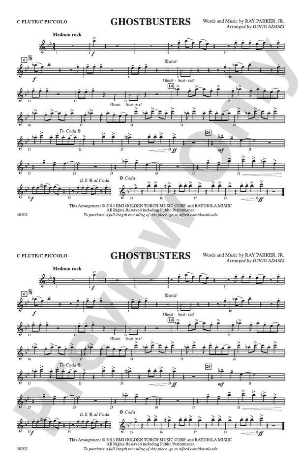 Ghostbusters Flute Flute Part Digital Sheet Music Download