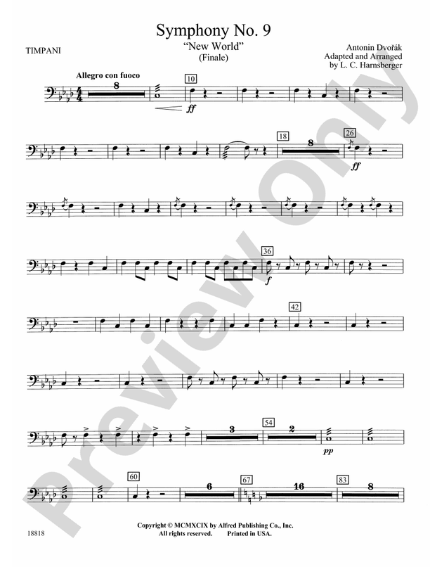 Symphony No. 9 "New World", Finale Timpani Timpani Part Digital