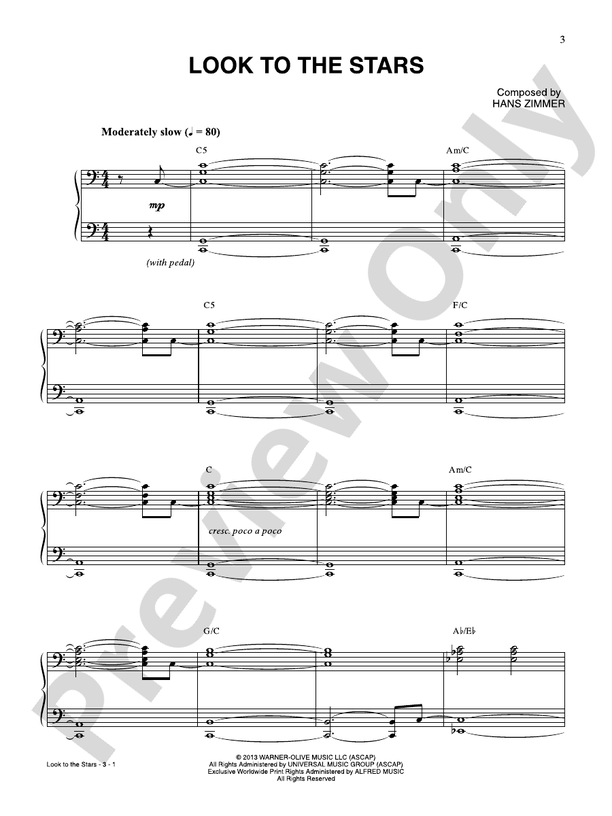 Look to the Stars (from Man of Steel) Piano Hans Zimmer Digital Sheet Music Download