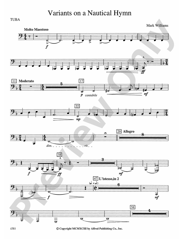 Variations on a Nautical Hymn Tuba Tuba Part Digital Sheet Music Download