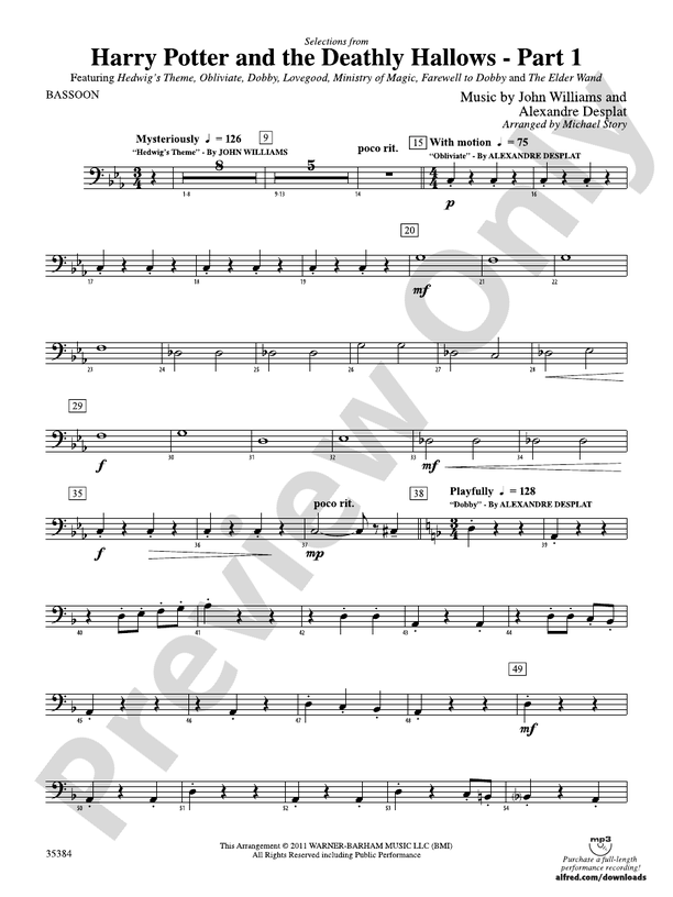 Harry Potter and the Deathly Hallows, Part 1, Selections from Bassoon