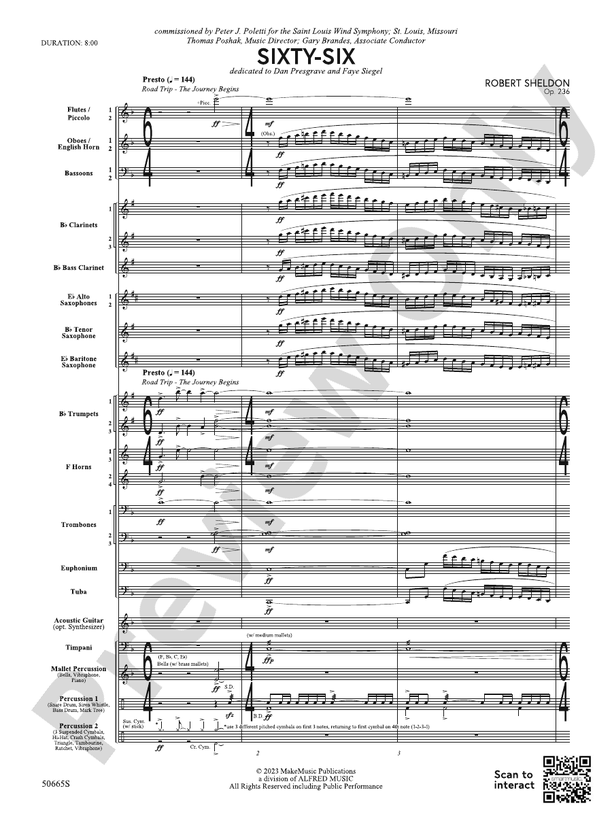 SixtySix Concert Band Conductor Score & Parts Robert Sheldon Digital Sheet Music Download