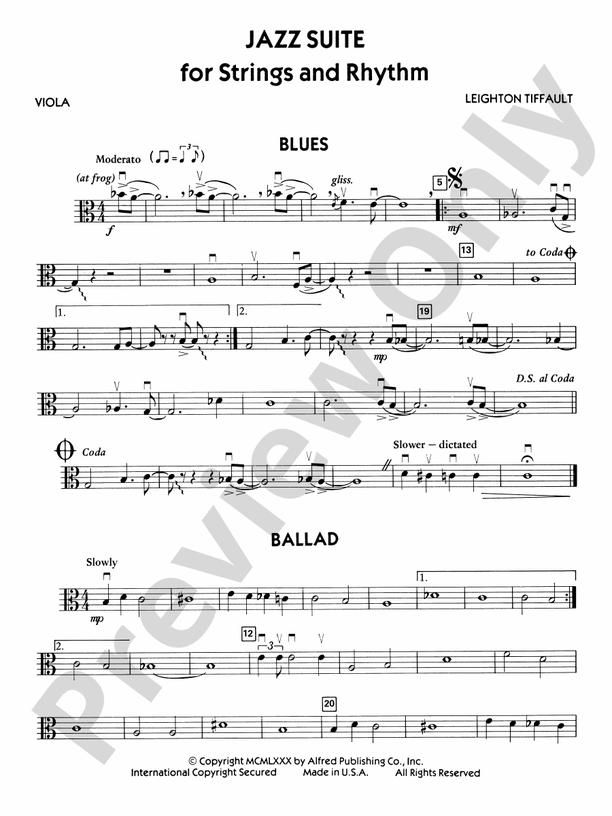 Jazz Suite for Strings and Rhythm Viola Viola Part Digital Sheet Music Download