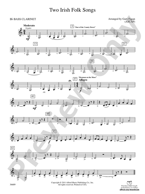 Two Irish Folk Songs Bflat Bass Bflat Bass Part