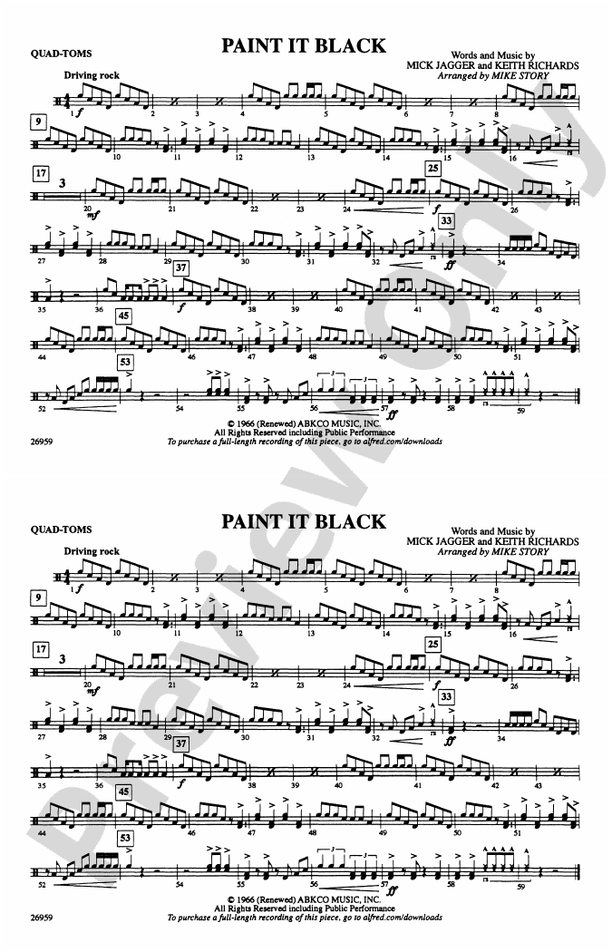 Paint It Black QuadToms QuadToms Part Digital Sheet Music Download