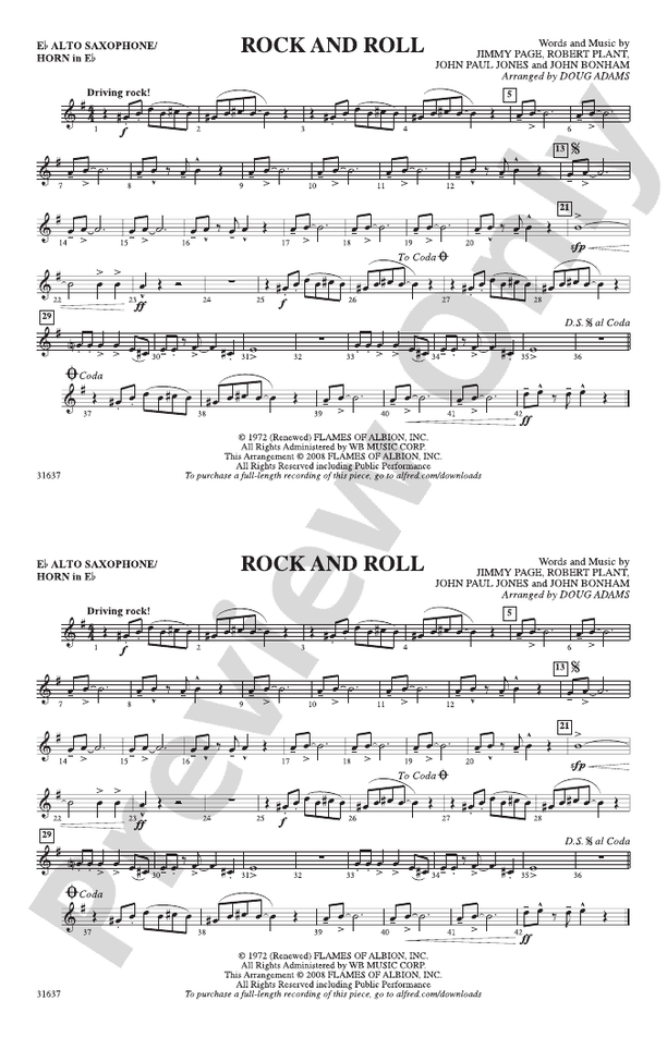 Rock and Roll Eflat Alto Saxophone Eflat Alto Saxophone Part