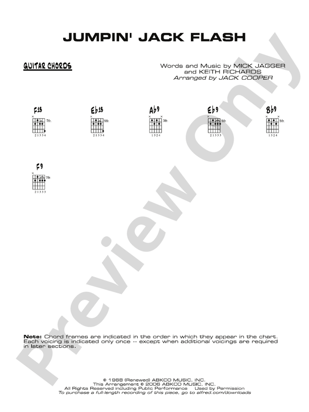 Jumpin' Jack Flash Guitar Chords Guitar Chords Part Digital Sheet
