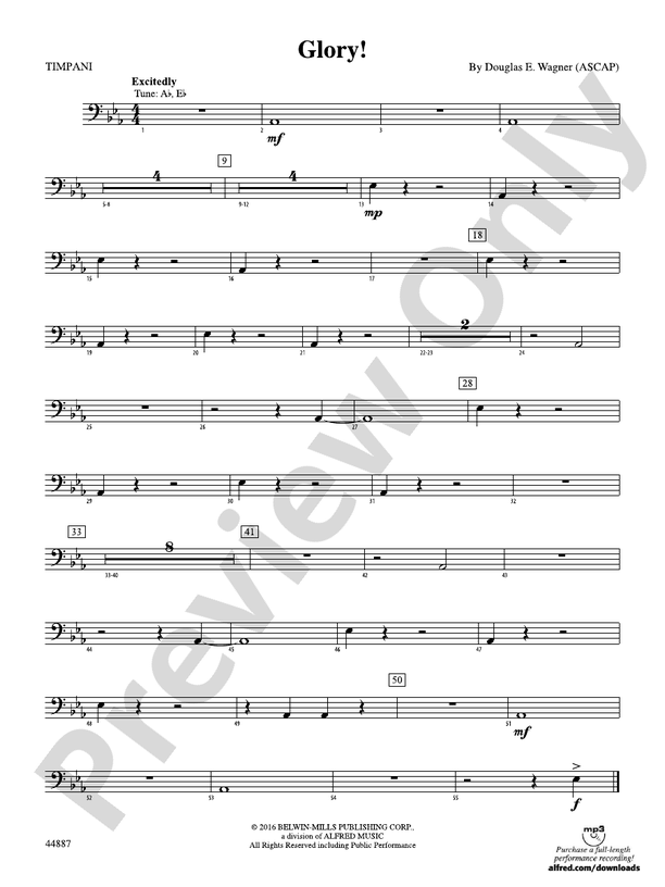 Glory! Timpani Timpani Part Digital Sheet Music Download