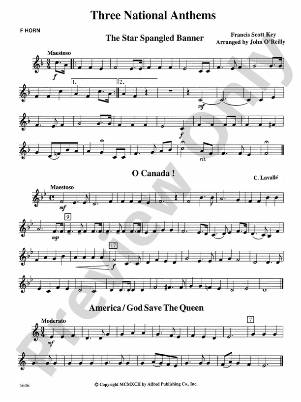 Three National Anthems (Star Spangled Banner, O Canada!, America/God