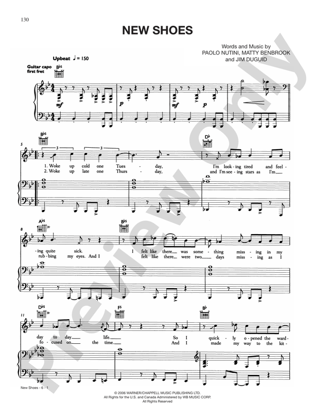 New Shoes Piano/Vocal/Chords Paolo Nutini Digital Sheet Music Download