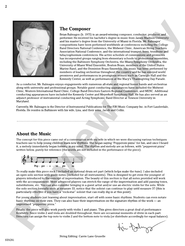 Pepperoni Pizza Rock Score Brian Balmages Digital Sheet Music