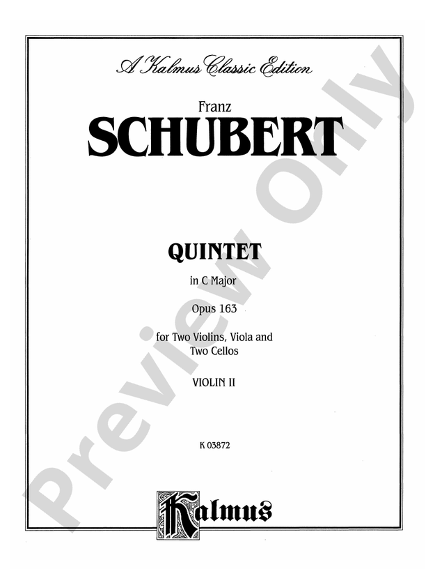 String Quintet in C Major, Op. 163 2nd Violin 2nd Violin Part