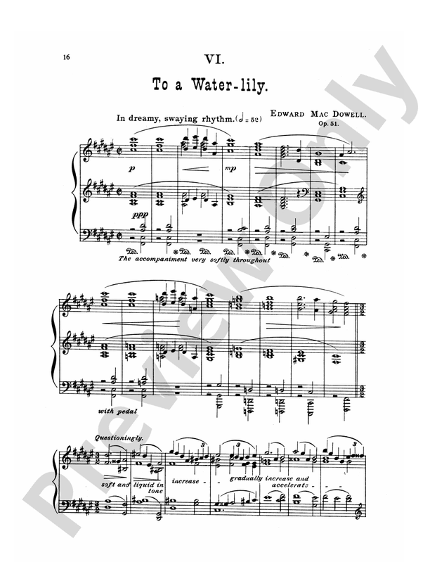MacDowell Woodland Sketches To a Waterlily Part Digital Sheet Music