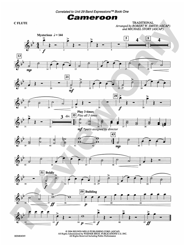 Cameroon Flute Flute Part Digital Sheet Music Download