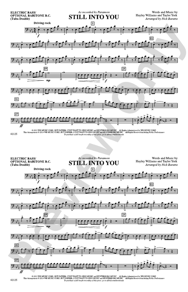 Still into You Electric Bass Electric Bass Part Digital Sheet Music