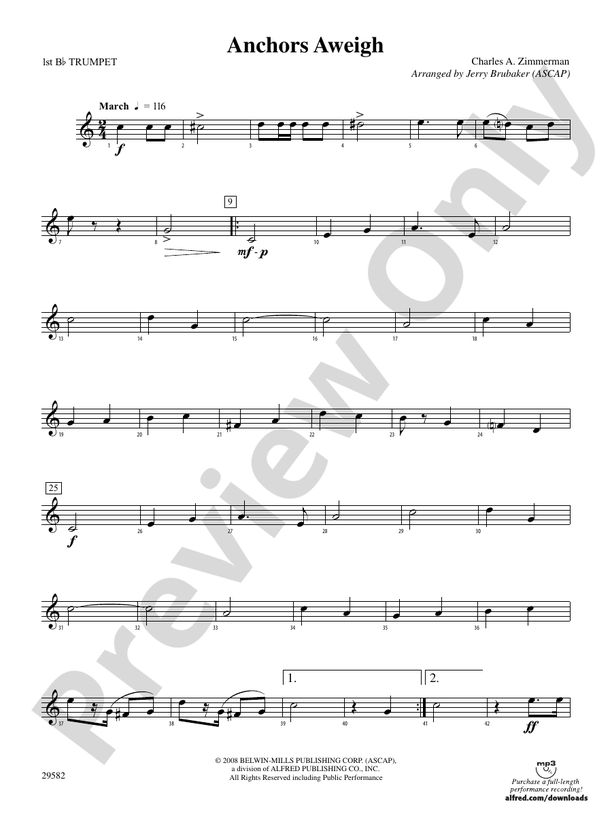 Anchors Aweigh 1st Bflat Trumpet 1st Bflat Trumpet Part Digital